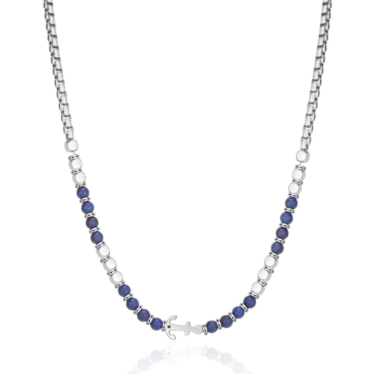 Sarveni Anchor steel and lapis lazuli necklace