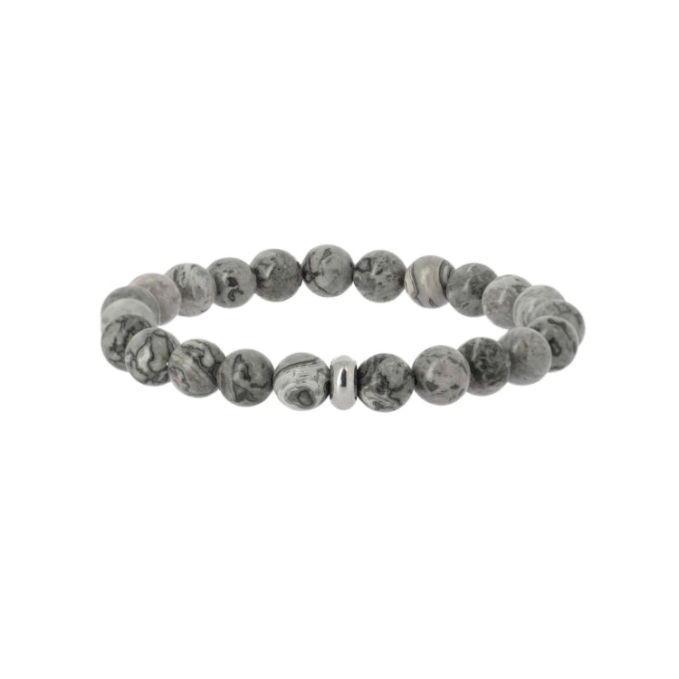 Sarveni Terra grey landscape jasper beaded bracelet