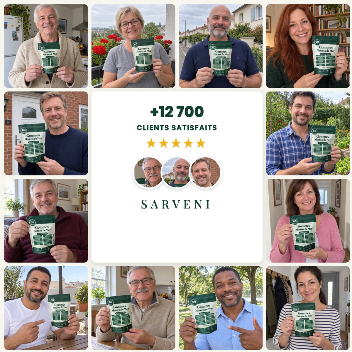 Clients Sarveni qui posent avec leur sachet de Gommes Mousse de Mer
